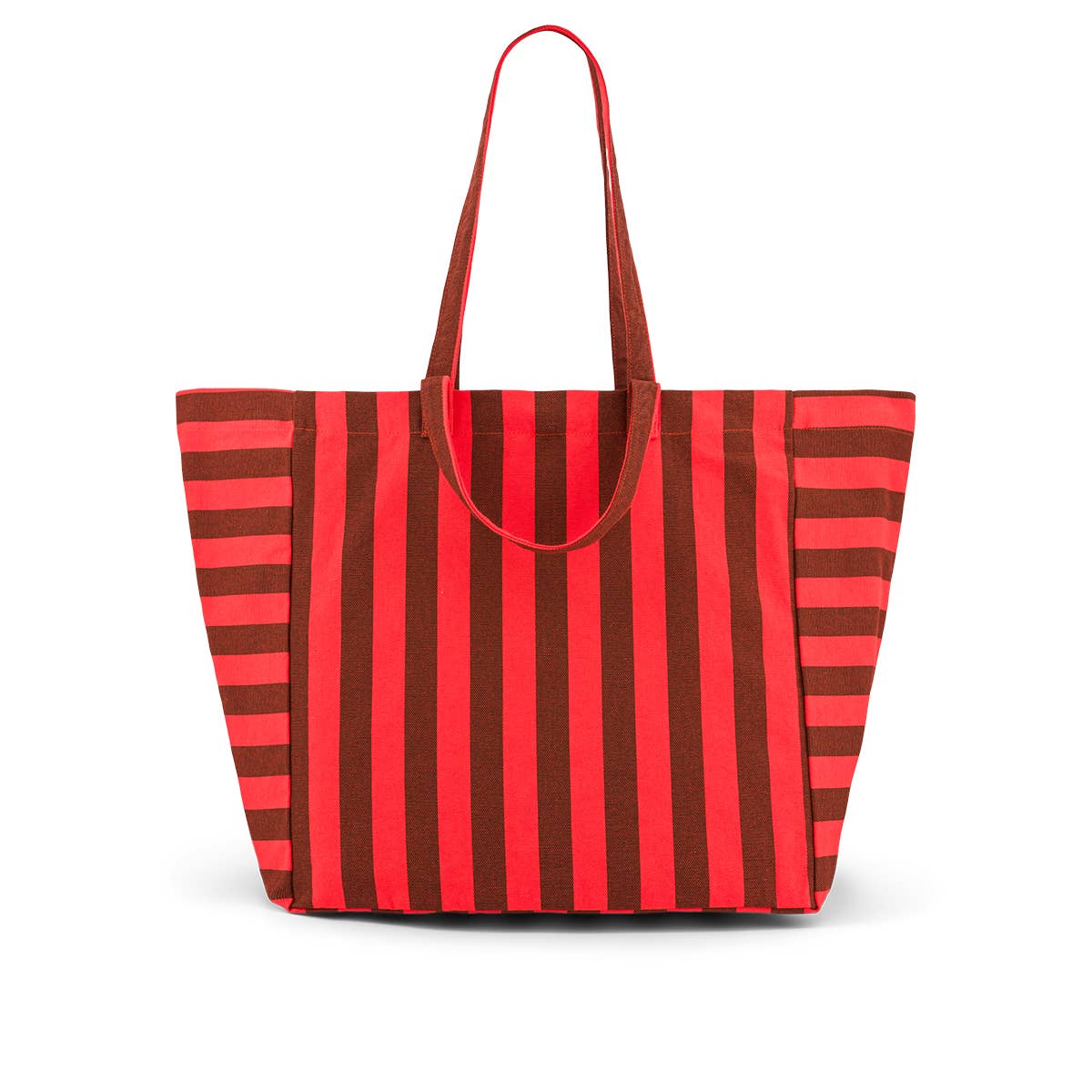 ELISA TOTE BAG STRIPES BROWN / TOMATO