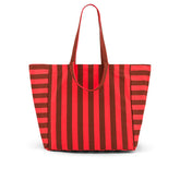 ELISA TOTE BAG STRIPES BROWN / TOMATO