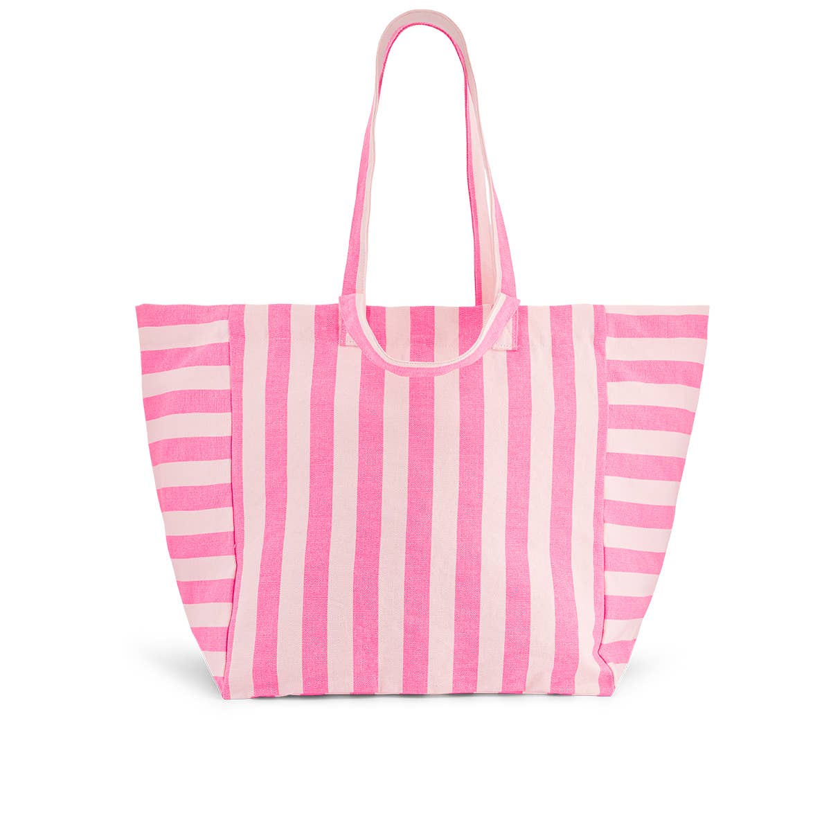 ELISA TOTE BAG STRIPES ECRU - NEON PINK