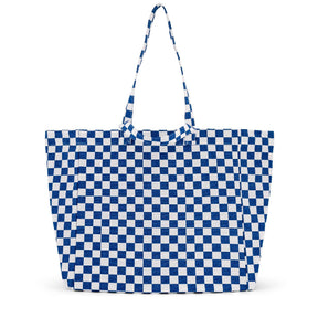 ELISA TOTE BAG CHECKERBOARD ECRU / BLUE NAVY