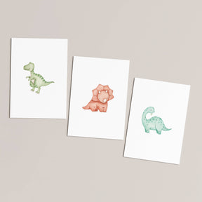 Watercolour Dinosaurs Set of 3 Prints (unframed): A4