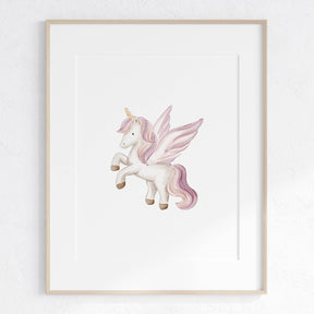 Pink Unicorn Kids Wall Art Print (unframed): A4