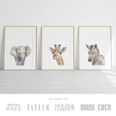 Baby Safari Animals Set of 3 Wall Art Prints (unframed): A5