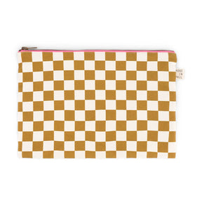 LILI FLAT POUCH CHECKERBOARD TOFFEE