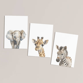 Baby Safari Animals Set of 3 Wall Art Prints (unframed): A4