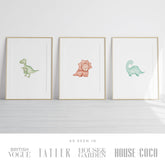 Watercolour Dinosaurs Set of 3 Prints (unframed): A4