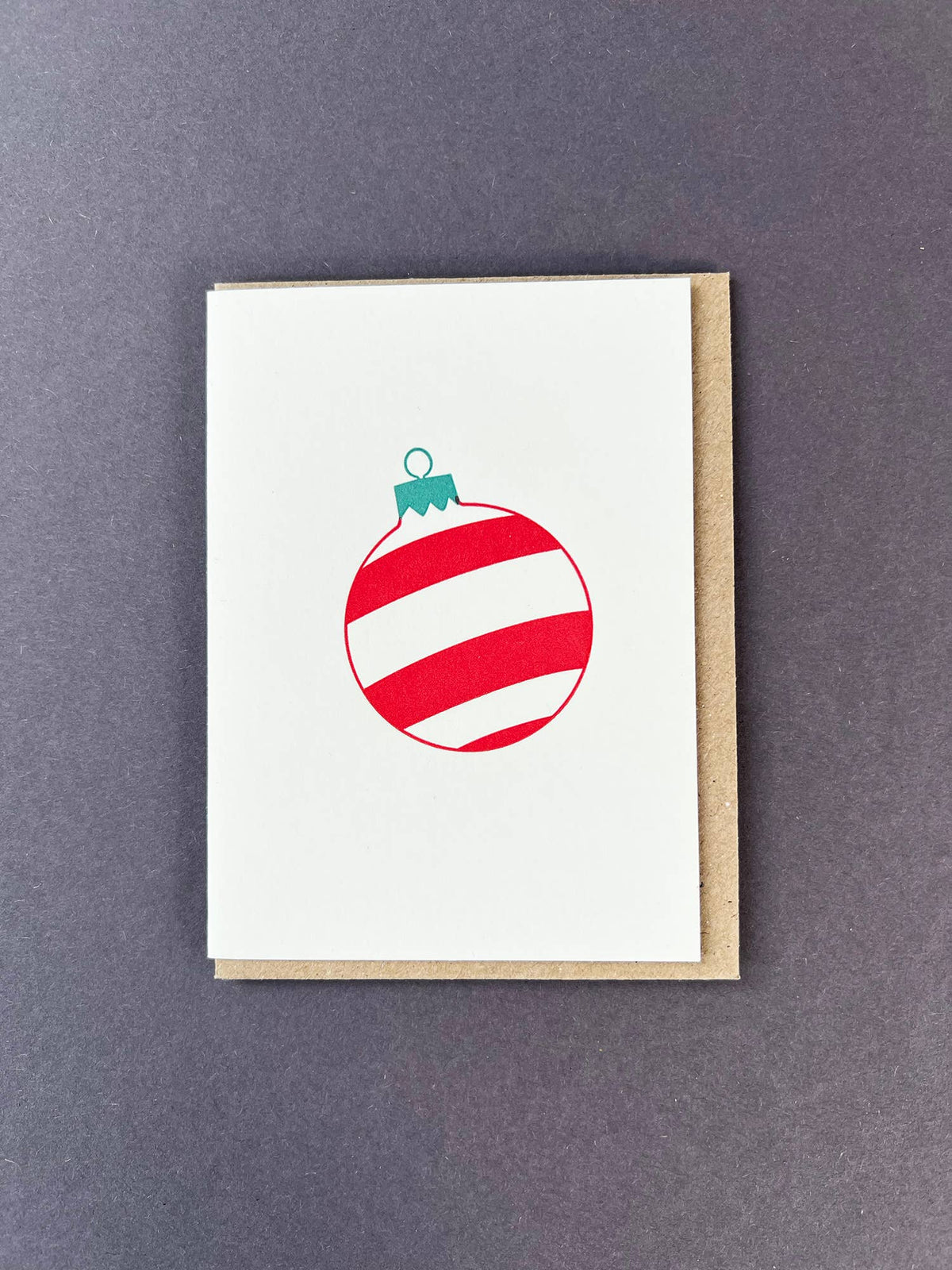 Three Stripe Bauble Red & Green Card