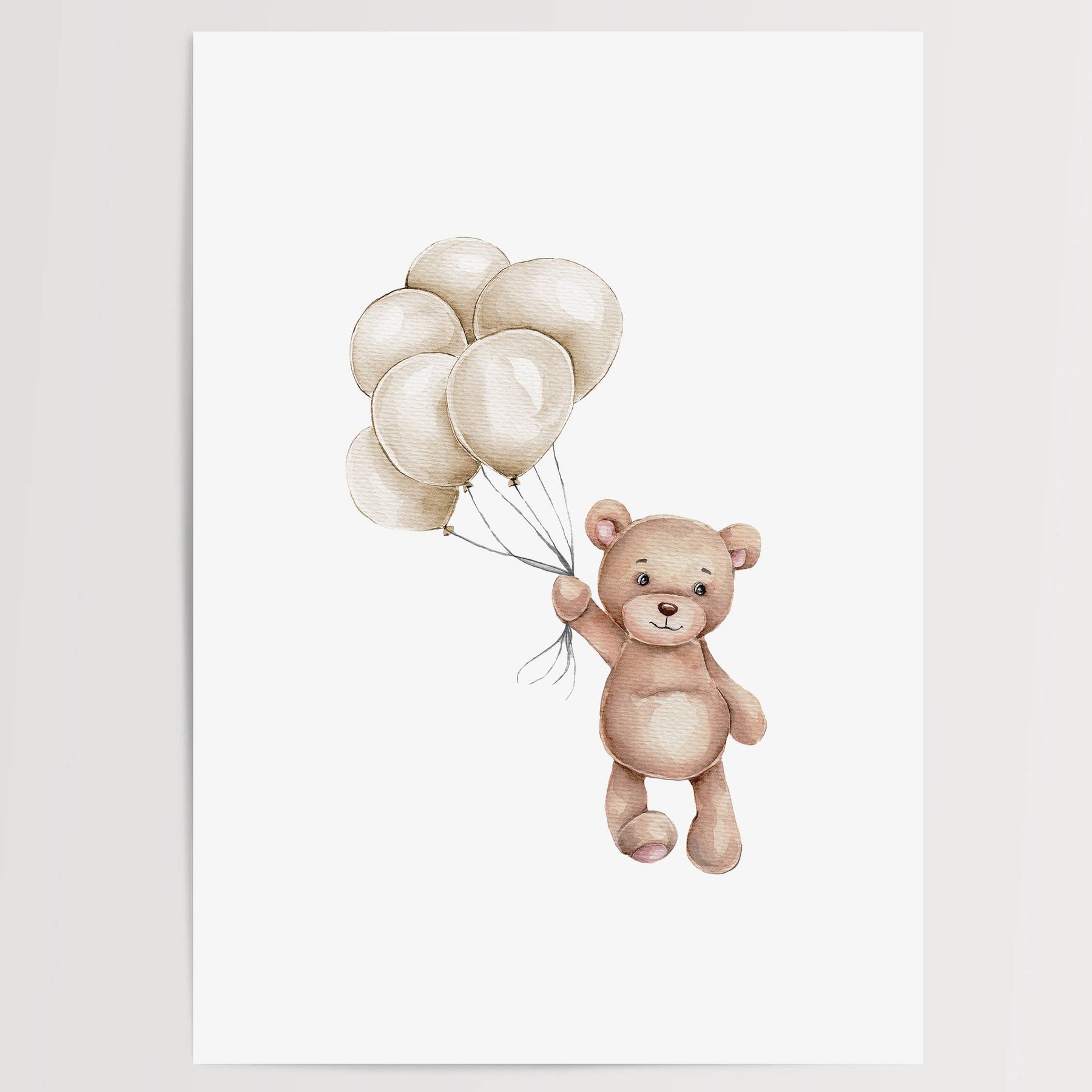 Teddy Bear Balloons Nursery Wall Art Print (unframed): A4