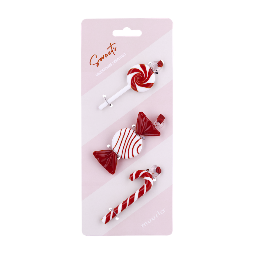 Christmas Decoration Candy Cane Sweets Set Of 3