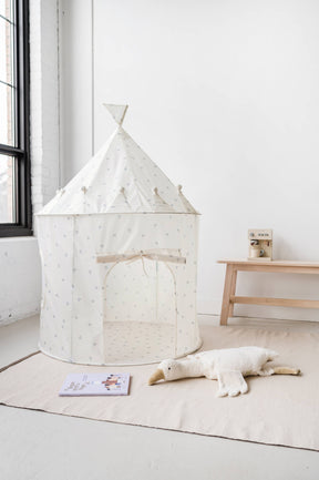 Recycled Fabric Play Tent Castle Blueberry Taupe