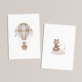 Teddy Bear Star Set of 2 Wall Art Prints (unframed): A5