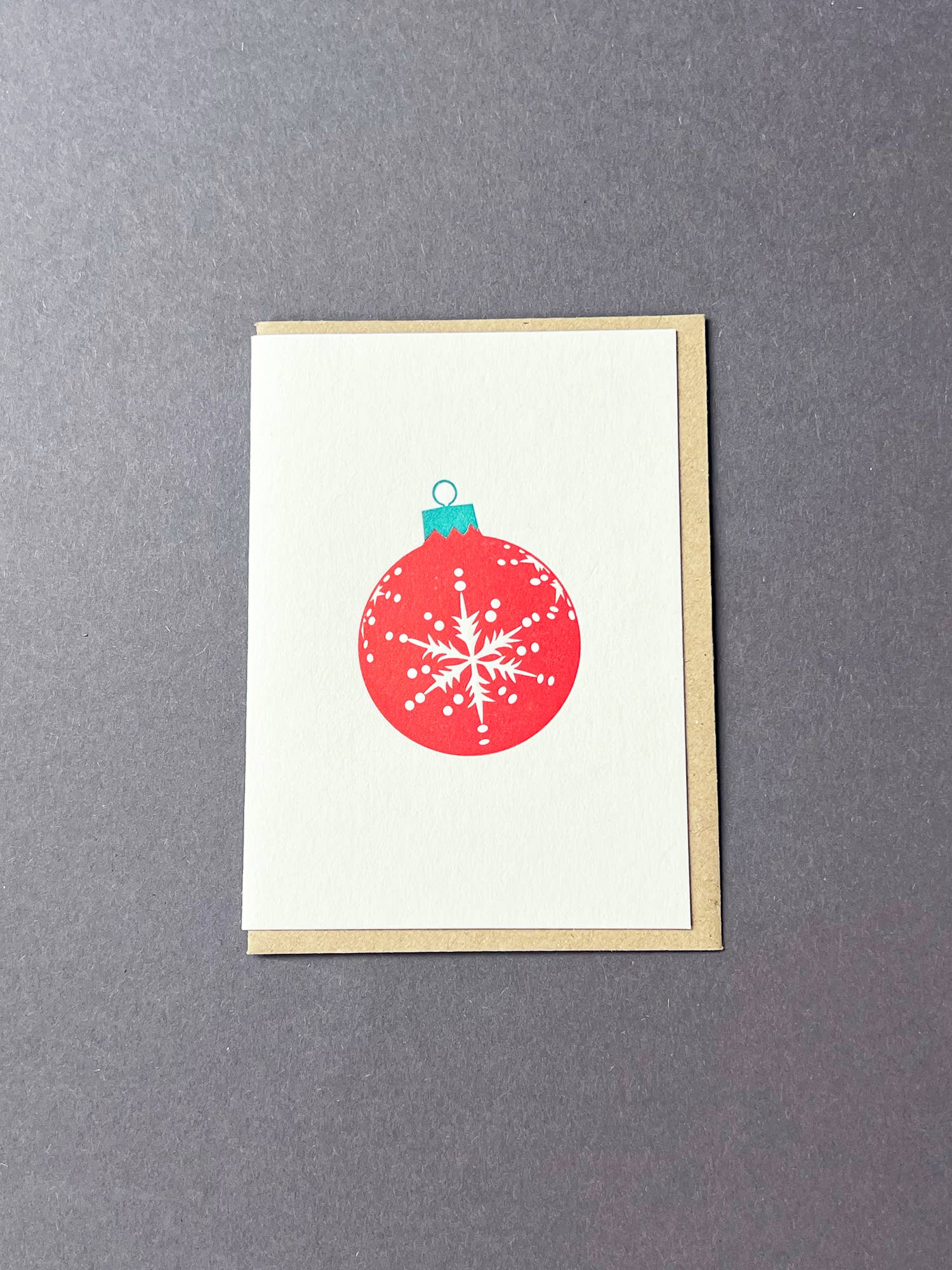 Snowflake Bauble Red & Green Card