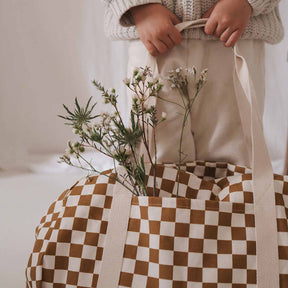 RAPHAEL DIAPER BAG - WEEKEND BAG CHECKERBOARD: Caramel / Checkerboard