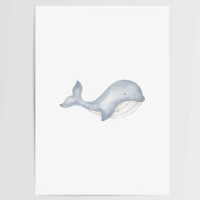 Whale Under The Sea Nursery Wall Art Print (unframed): A5