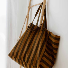 ELISA TOTE BAG STRIPES CUMIN - BLACK: CUMIN - BLACK / STRIPES