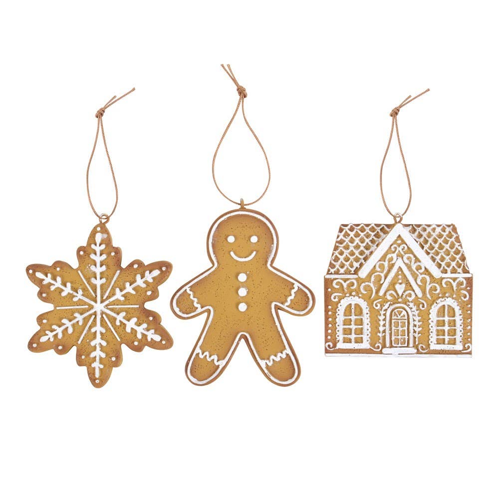 Set of 3 Hanging Christmas Gingerbread Ornament Decorations