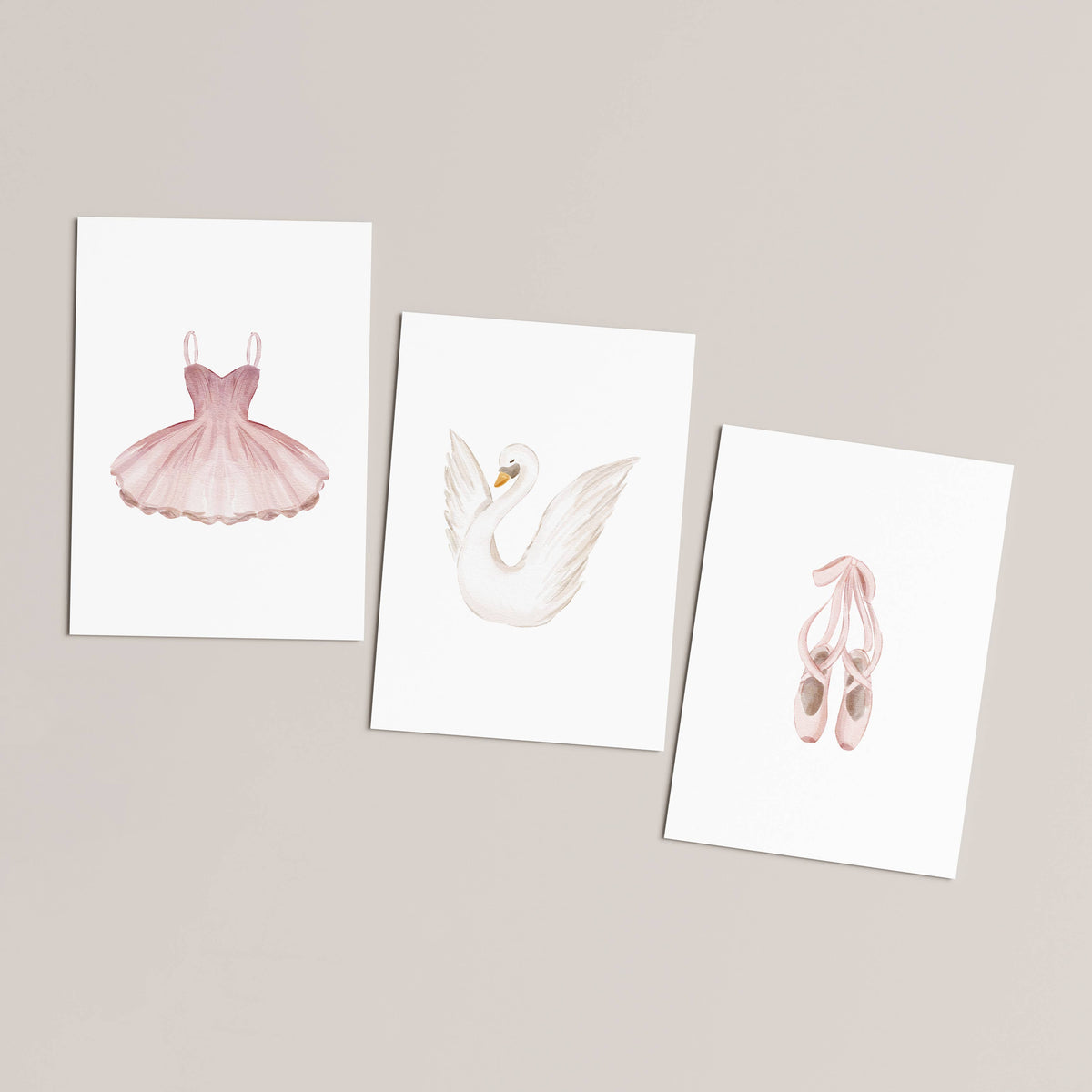 Pink Ballerina Girls Set of 3 Wall Art Prints (unframed): A4