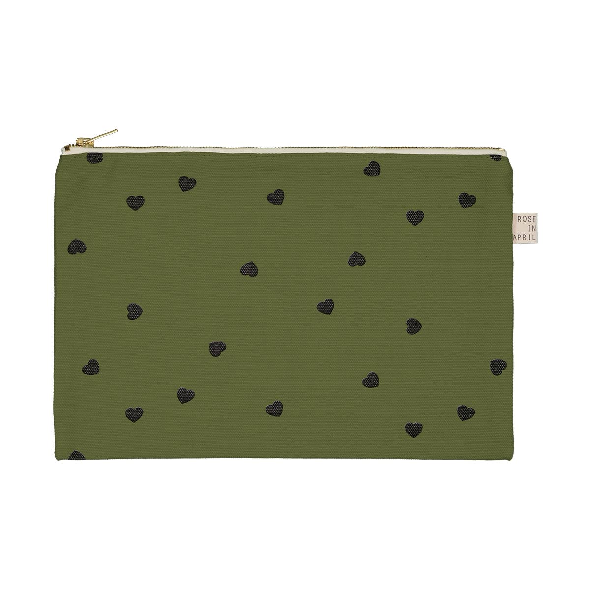 LILI FLAT POUCH HEART KAKI PERSIMMON / HEART