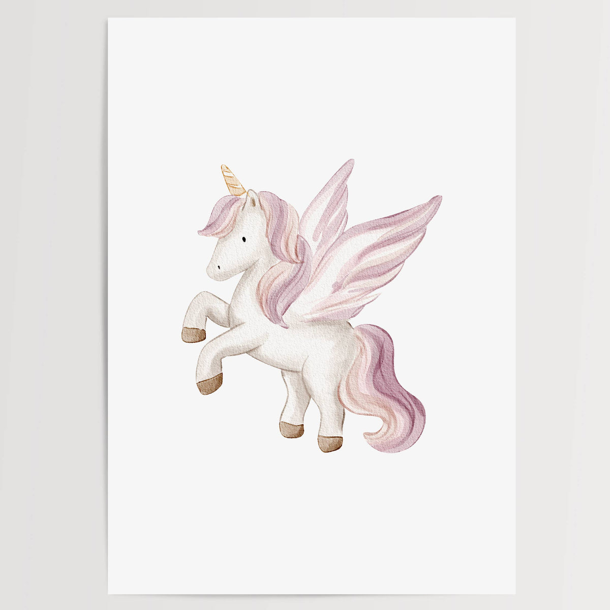 Pink Unicorn Kids Wall Art Print (unframed): A4