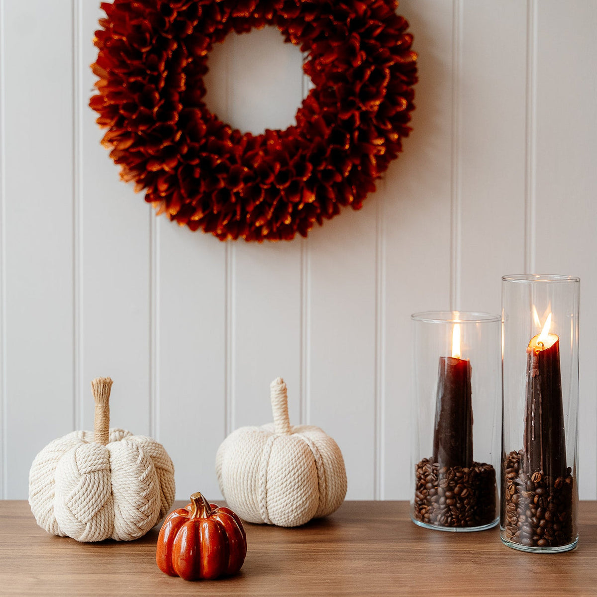 Cream Pumpkin with Rope Stem