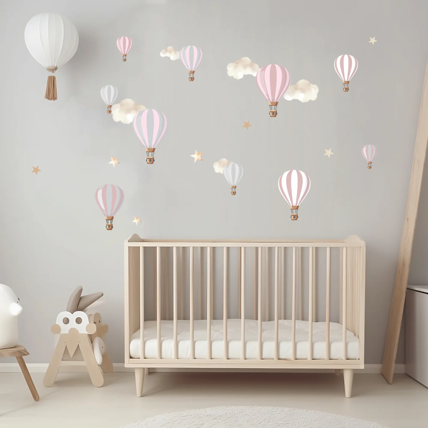 Hot Air Balloon A4 Wall Art Stickers Blush