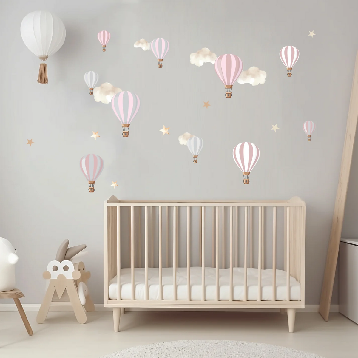 Hot Air Balloon A5 Wall Art Stickers Blush