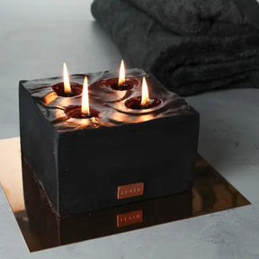 Marble Black Candle Large