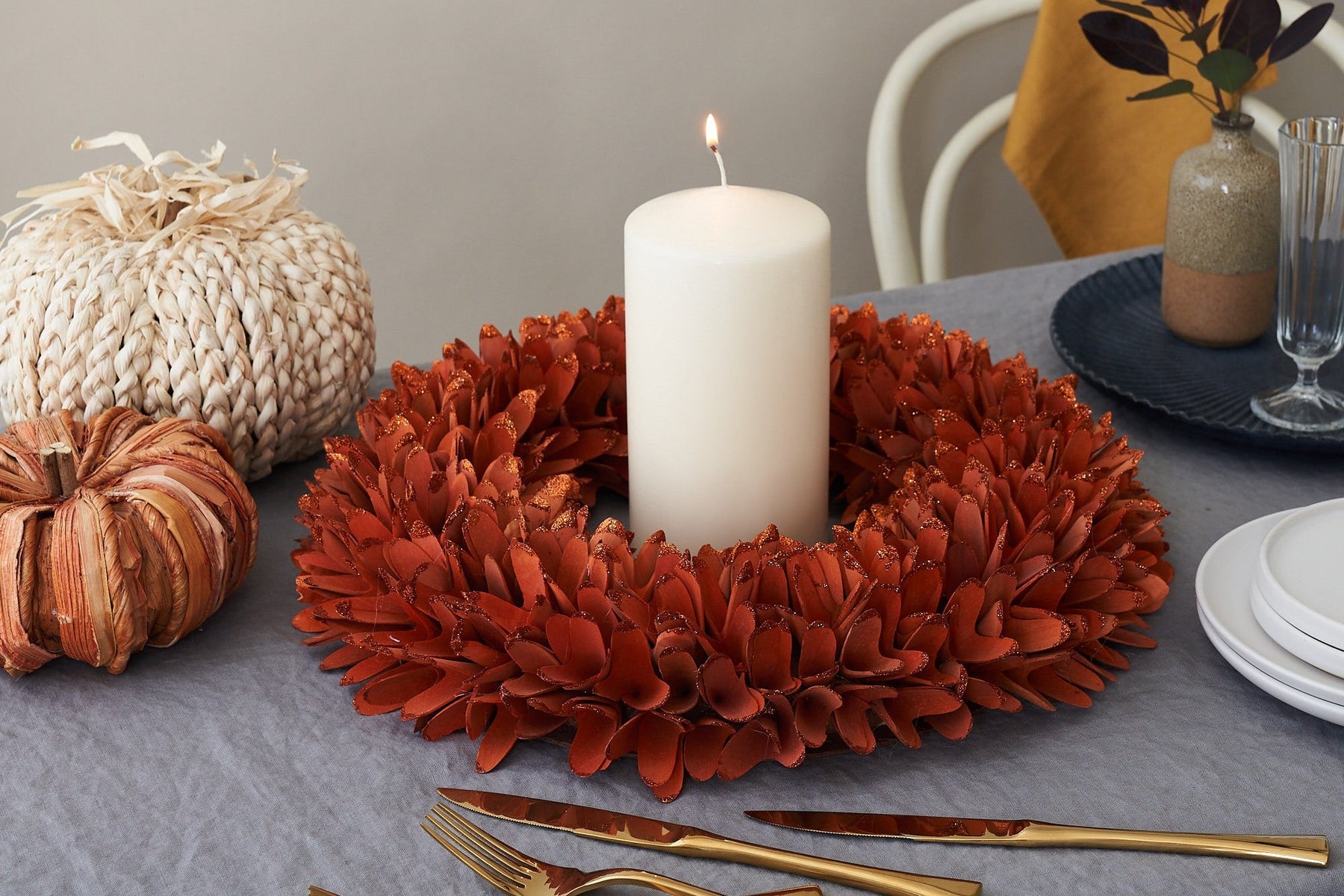 Sparkly Autumnal Wooden Wreath