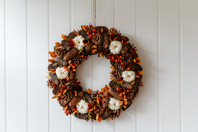 Wooden Brown and Orange Pumpkin Wreath