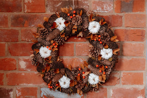 Wooden Brown and Orange Pumpkin Wreath