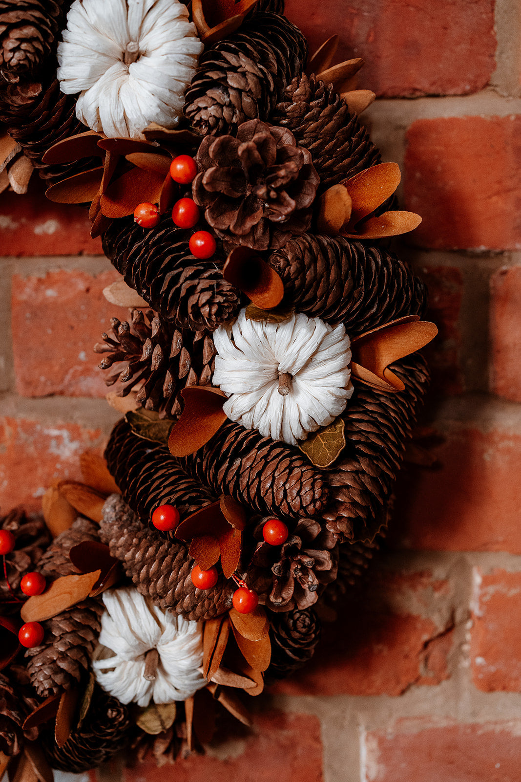 Wooden Brown and Orange Pumpkin Wreath