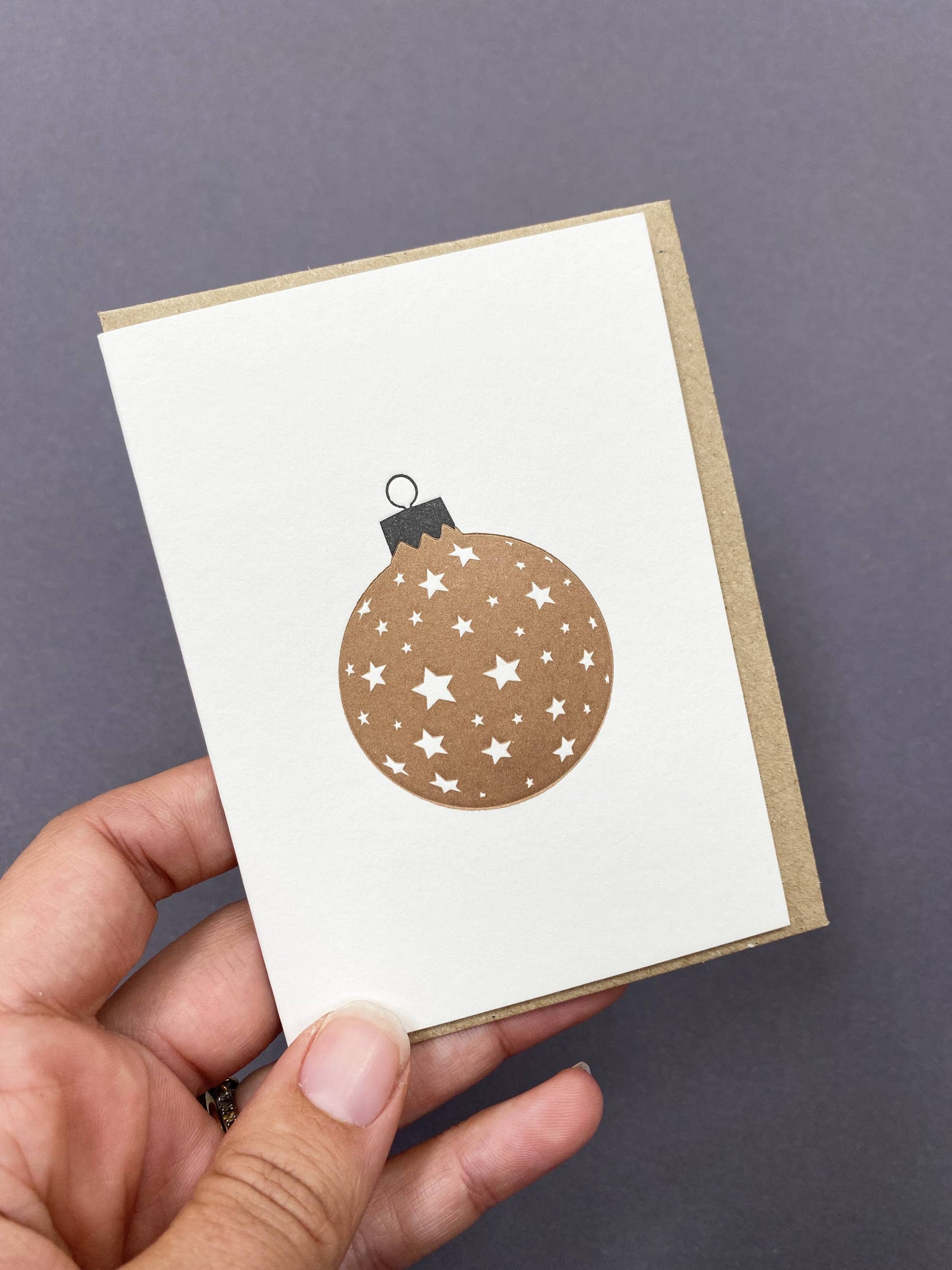 Stars Bauble Gold and Black Card