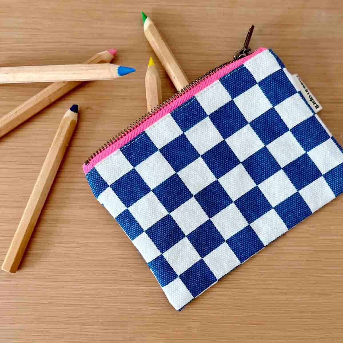 MARIE PURSE CHECKERBOARD ECRU / BLUE NAVY