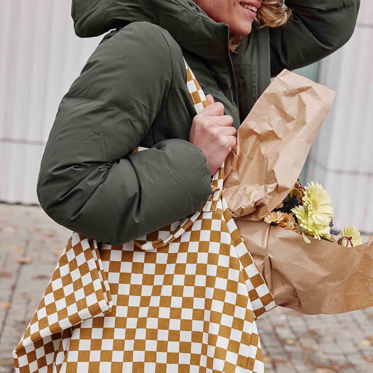 ELISA TOTE BAG CHECKERBOARD CARAMEL