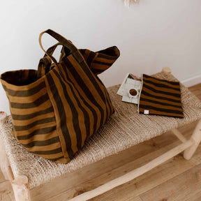 ELISA TOTE BAG STRIPES CUMIN - BLACK: CUMIN - BLACK / STRIPES