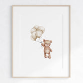 Teddy Bear Balloons Nursery Wall Art Print (unframed): A4