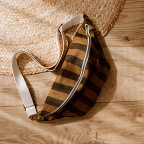 WOMEN BUM BAG STRIPES CUMIN AND BLACK: CUMIN / SCRATCH