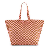 ELISA TOTE BAG CHECKERBOARD CARAMEL AND STRAWBERRY