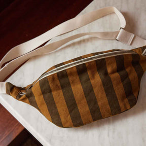 WOMEN BUM BAG STRIPES CUMIN AND BLACK: CUMIN / SCRATCH