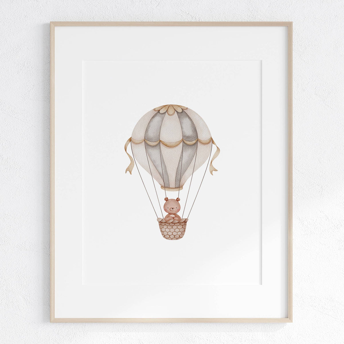 Teddy Bear Balloon Nursery Wall Art Print (unframed): A4