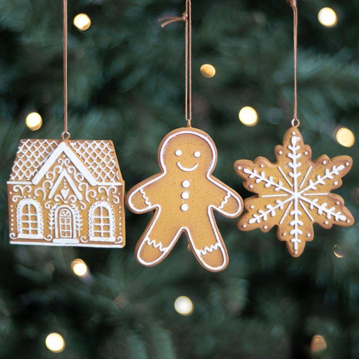 Set of 3 Hanging Christmas Gingerbread Ornament Decorations