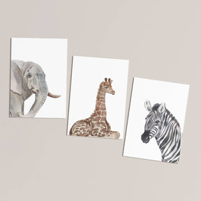 Safari Animals Set of 3 Wall Art Prints (unframed): A4