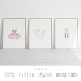 Pink Ballerina Girls Set of 3 Wall Art Prints (unframed): A4