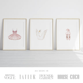 Pink Ballerina Girls Set of 3 Wall Art Prints (unframed): A4