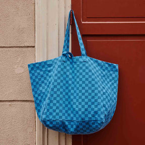 ELISA TOTE BAG CHECKERBOARD GREEK BLUE / BLUE NAVY