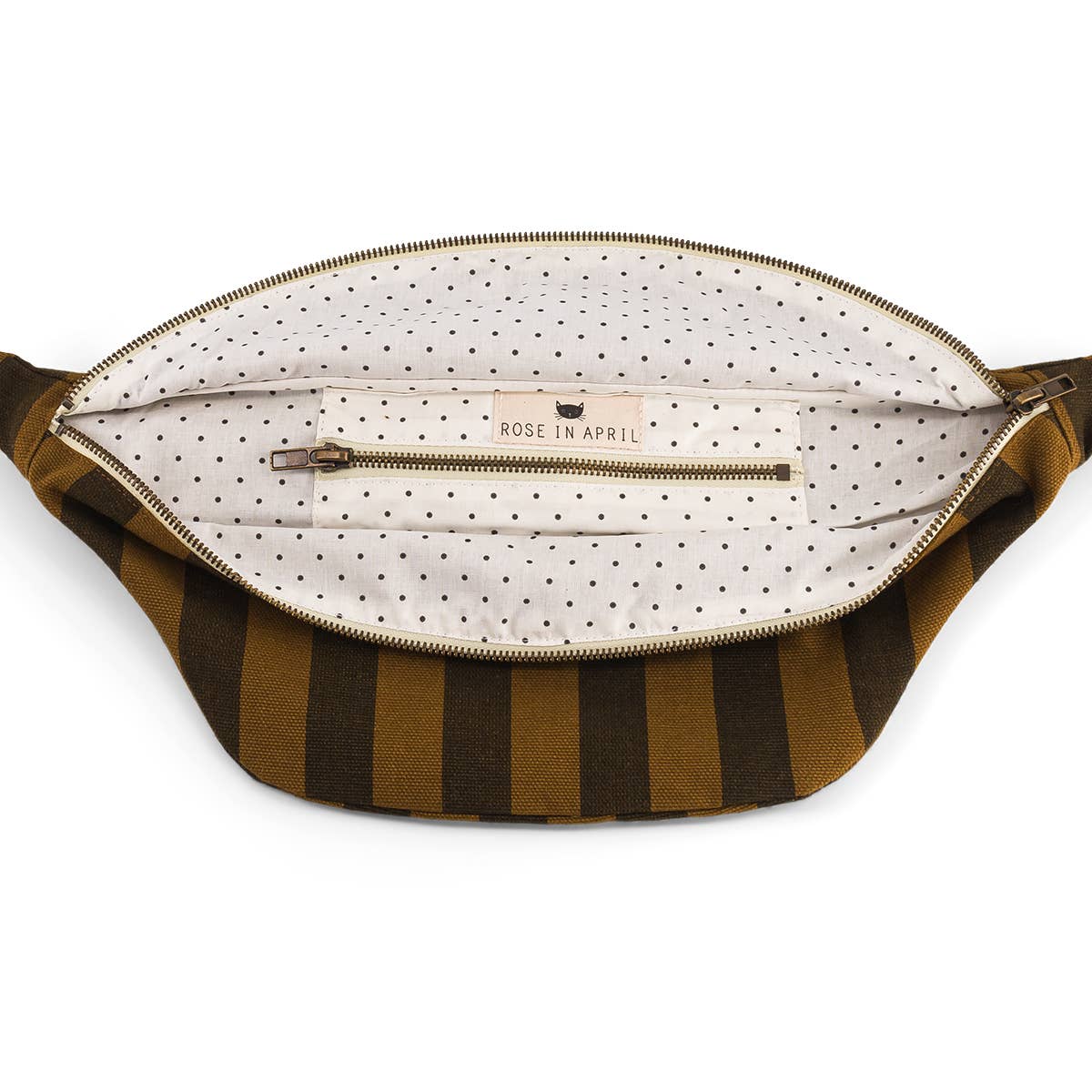 WOMEN BUM BAG STRIPES CUMIN AND BLACK: CUMIN / SCRATCH